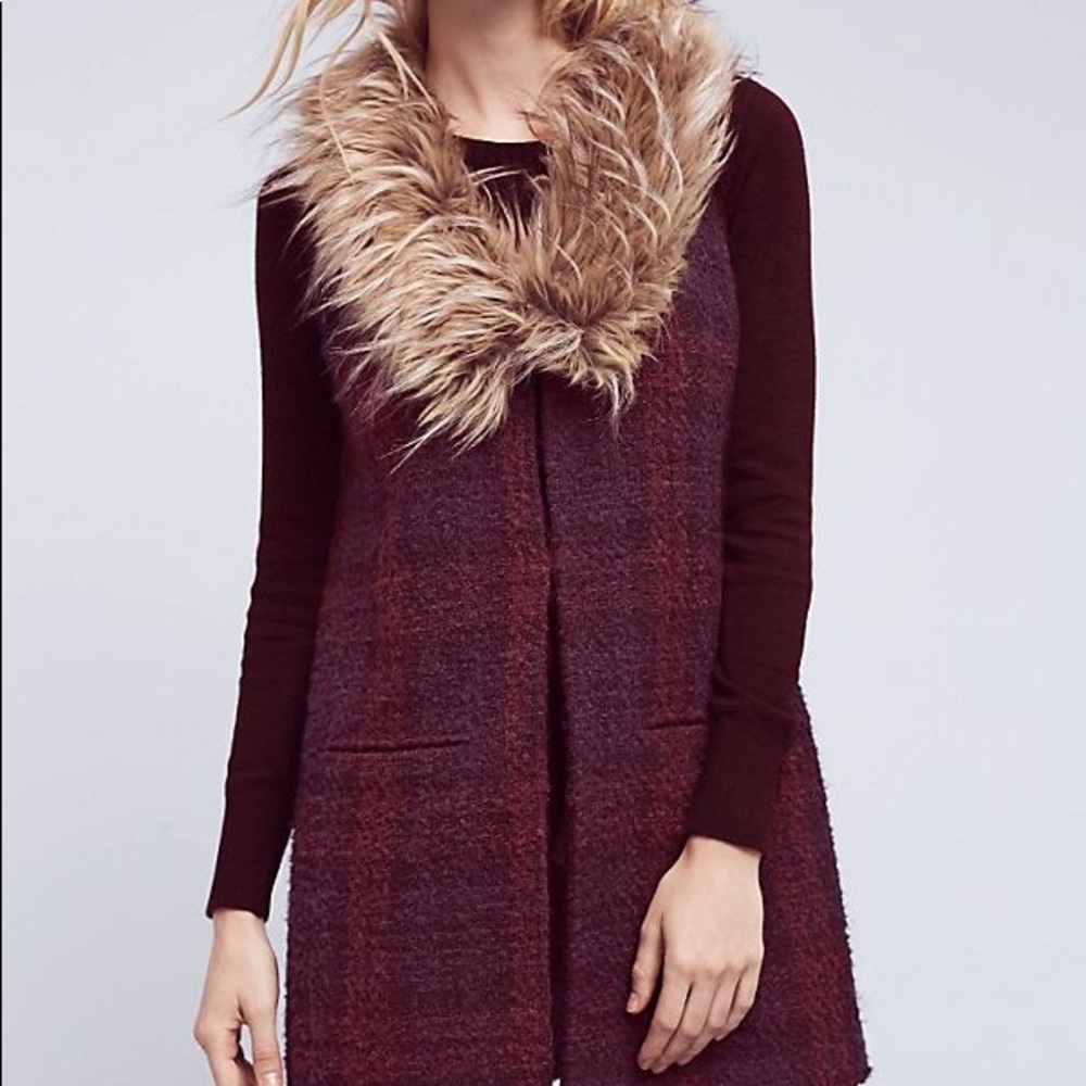 NEW w/ tag Anthropologie Yannah Wool Vest Fur